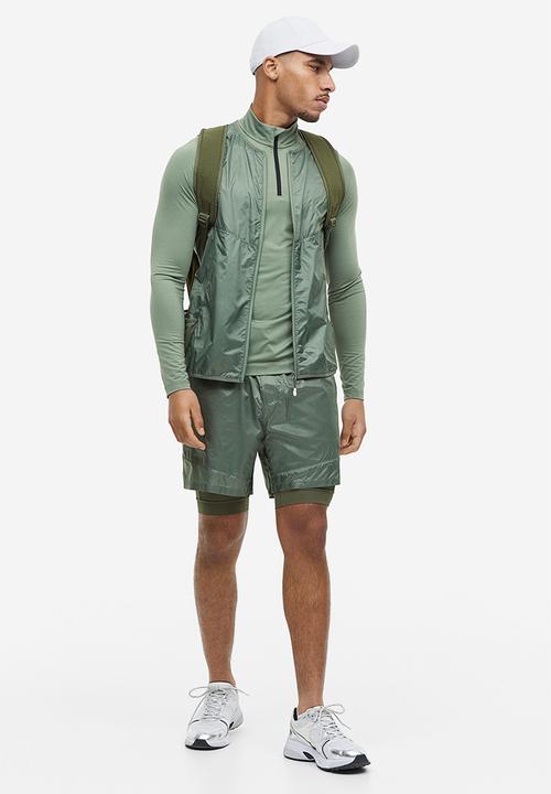 H&M - Long-sleeved sports top - sage green