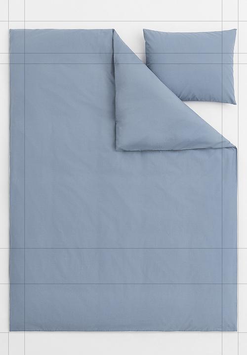 H&M - Cotton single duvet cover set - pigeon blue 