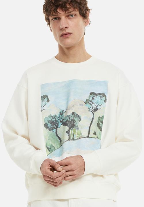 H&M - Oversized fit sweatshirt - cream trees