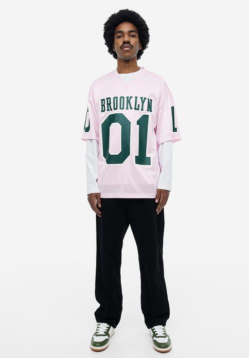 H&M - Oversized fit printed mesh t-shirt - light pink brooklyn