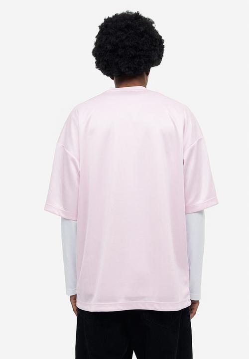 H&M - Oversized fit printed mesh t-shirt - light pink brooklyn