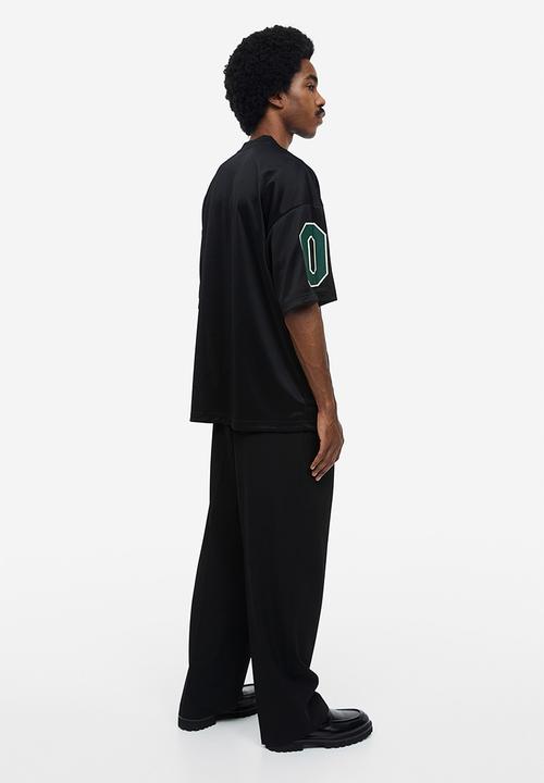 H&M - Oversized fit printed mesh t-shirt - black