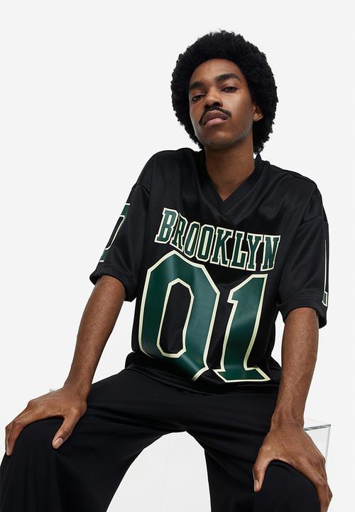 H&M - Oversized fit printed mesh t-shirt - black