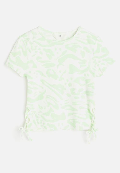 H&M - Tie-detail top - light green marbled