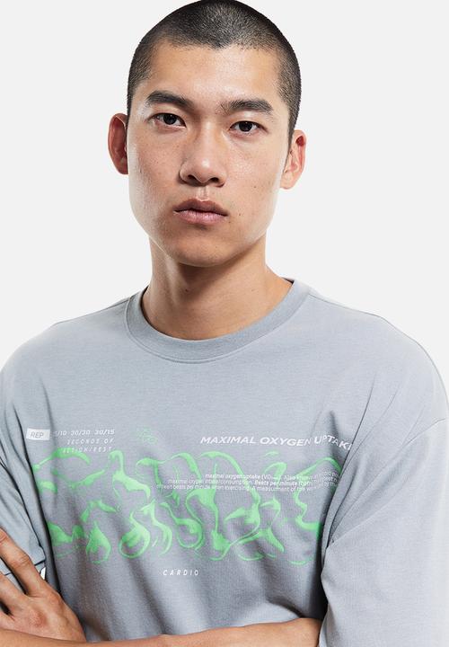 H&M - Drymove™ printed sports t-shirt - grey cardio