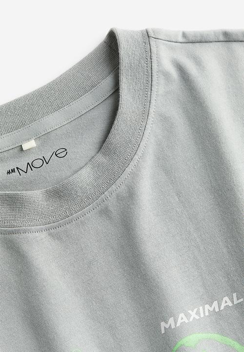 H&M - Drymove™ printed sports t-shirt - grey cardio