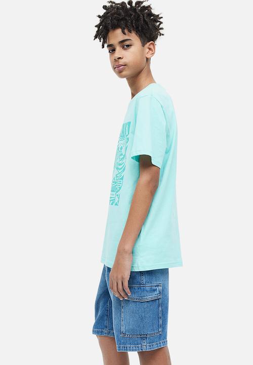 H&M - Printed cotton T-shirt - light turquoise gaming