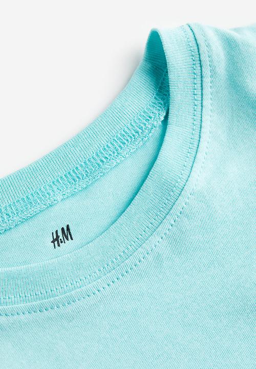 H&M - Printed cotton T-shirt - light turquoise gaming