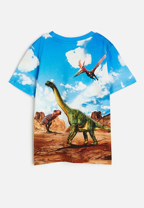 H&M - Printed jersey T-shirt - blue dinosaur