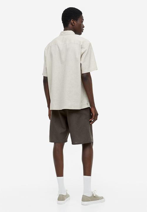 H&M - Relaxed fit linen-blend shorts - dark grey