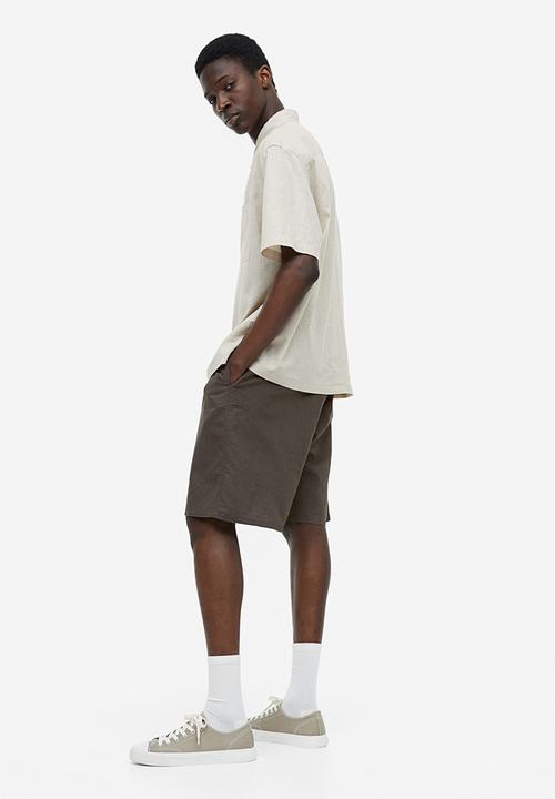 H&M - Relaxed fit linen-blend shorts - dark grey