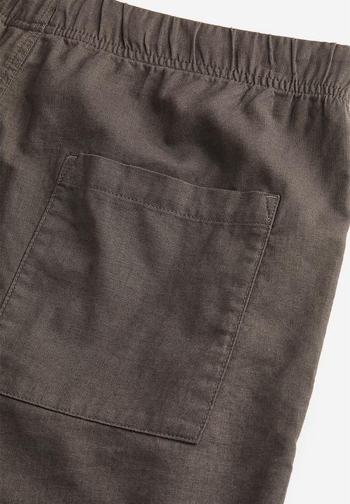 H&M - Relaxed fit linen-blend shorts - dark grey