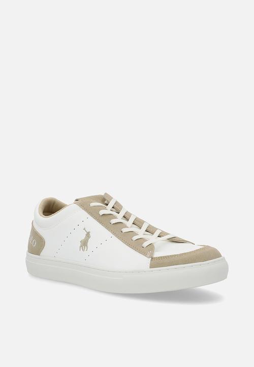POLO - Perforated side flash pu sneaker - stone & white
