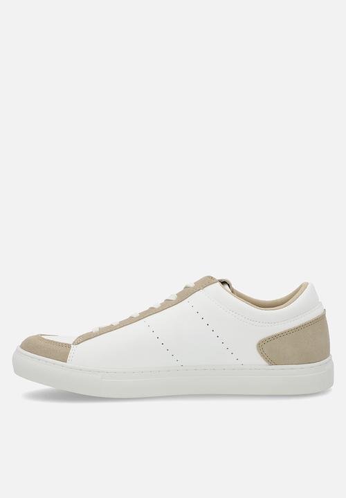POLO - Perforated side flash pu sneaker - stone & white