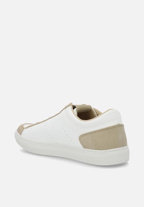 POLO - Perforated side flash pu sneaker - stone & white