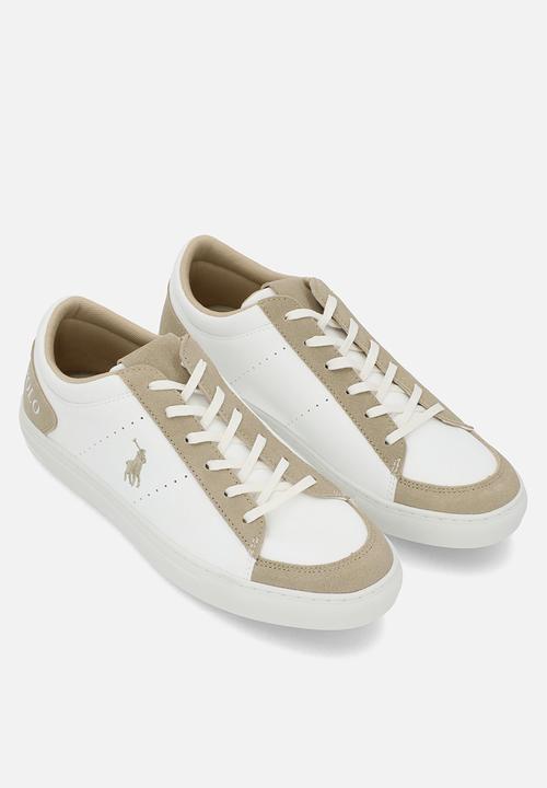 POLO - Perforated side flash pu sneaker - stone & white