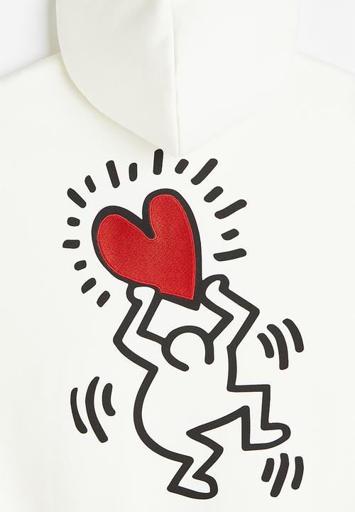 H&M - Relaxed fit hoodie - cream keith haring