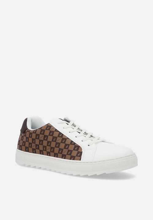 POLO - Colour block monogram sneaker - brown & white