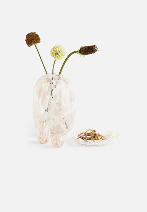 H&M - Patterned glass tray - light pink confetti 