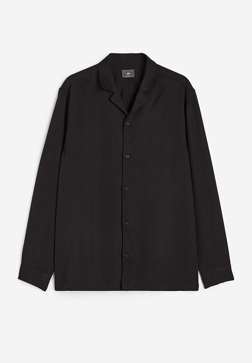 H&M - Regular fit long-sleeved lyocell resort shirt - black