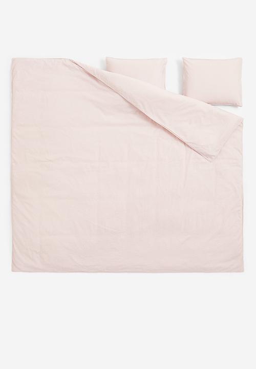 H&M - Linen-blend double/king size duvet cover set - powder pink