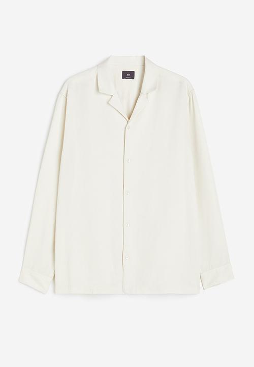 H&M - Regular fit long-sleeved lyocell resort shirt - light greige