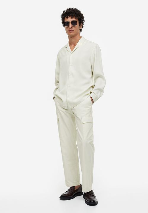 H&M - Regular fit long-sleeved lyocell resort shirt - light greige