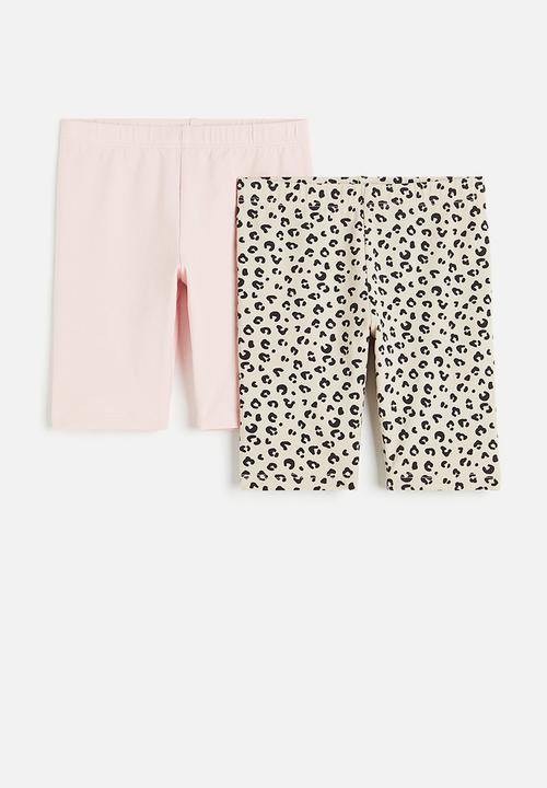 H&M - 2-pack cycling shorts - light beige / leopard print 