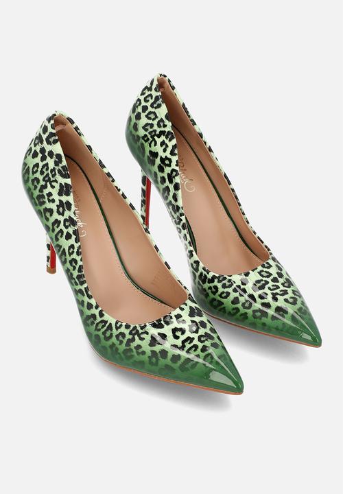 Miss Black - Lola 4 court heel - green combo