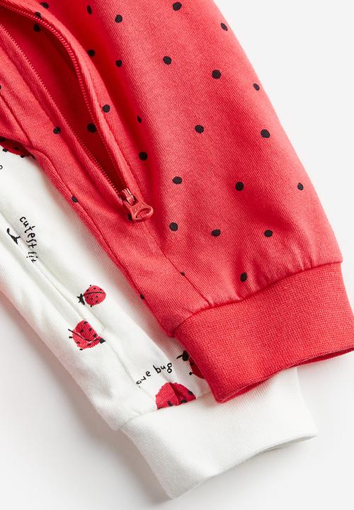 H&M - 2-pack patterned cotton pyjamas - white / ladybugs 