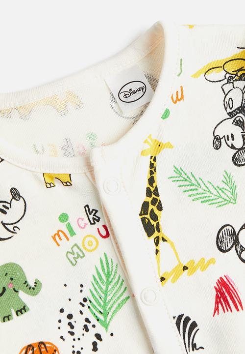 H&M - 2-pack printed pyjamas - green / mickey mouse 