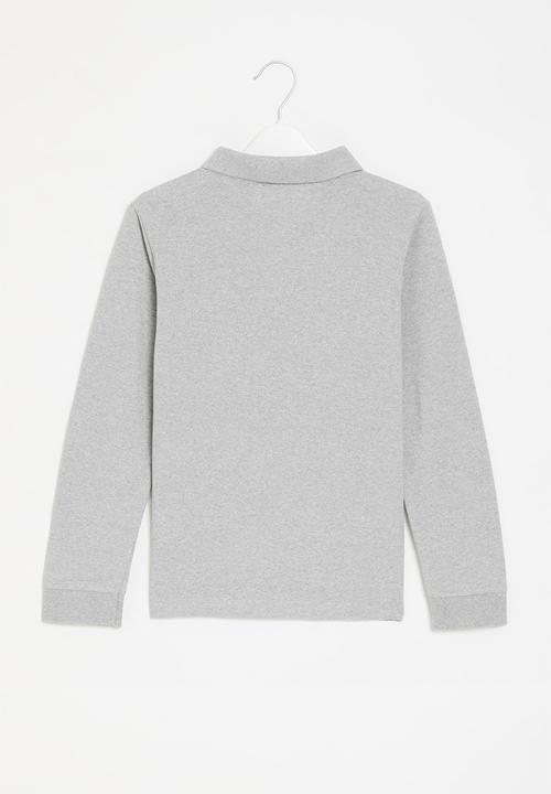 MINOTI - Boys basic long sleeve polo top - grey marl