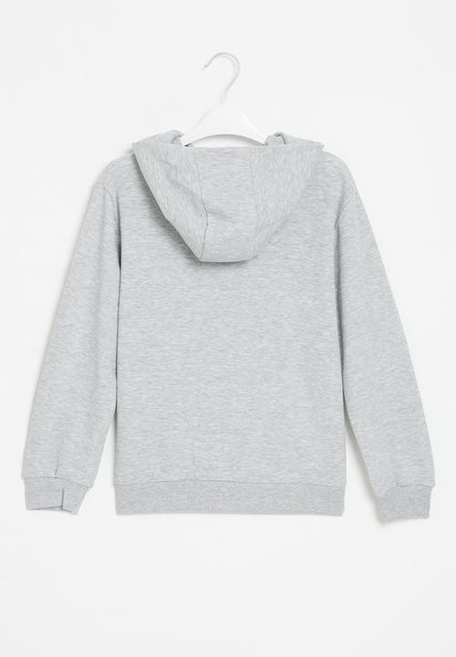MINOTI - Boys basic emb fleece zip thru - grey marl 