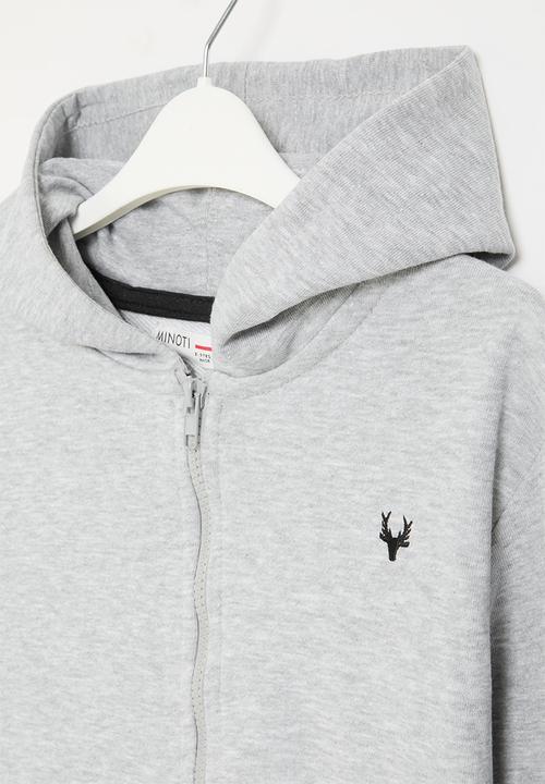 MINOTI - Boys basic emb fleece zip thru - grey marl 
