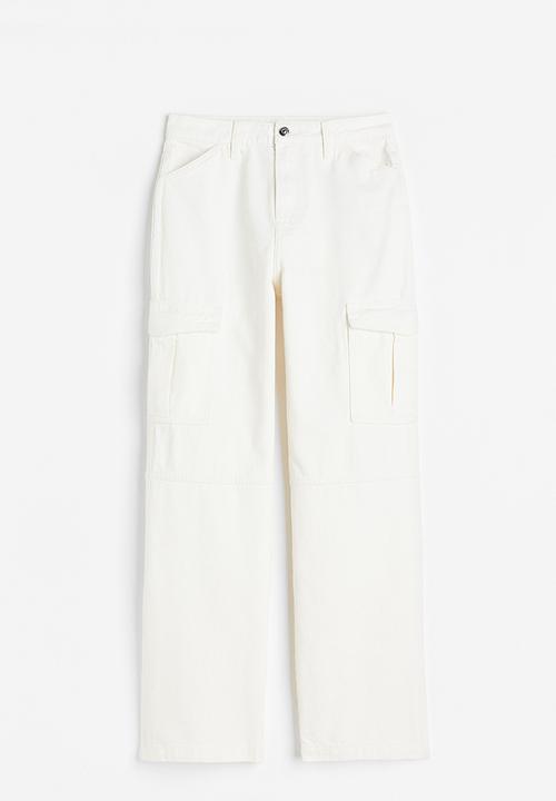 H&M - 90s Baggy high cargo jeans - white