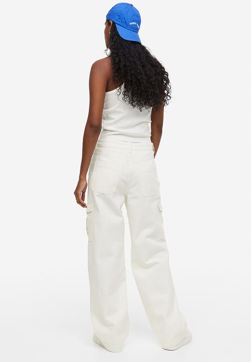 H&M - 90s Baggy high cargo jeans - white