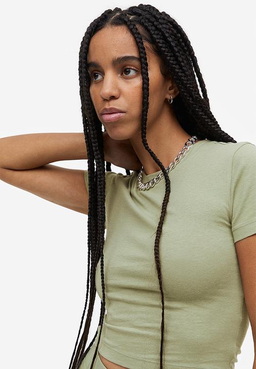 H&M - 2-Pack cropped T-shirts - green & black 