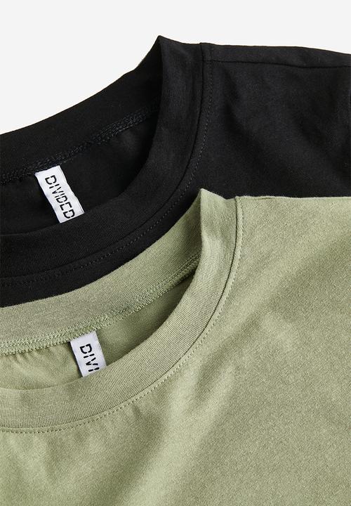 H&M - 2-Pack cropped T-shirts - green & black 