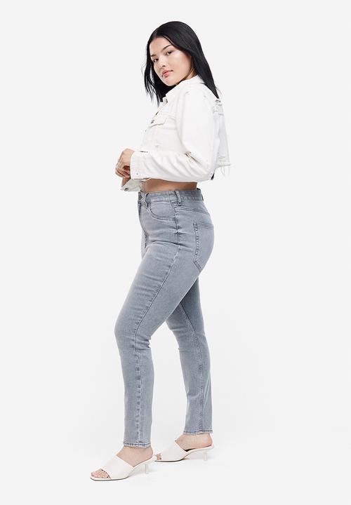 H&M - Curvy fit ultra high ankle jeggings - light grey 