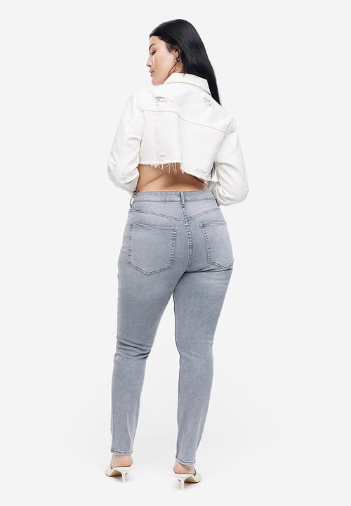 H&M - Curvy fit ultra high ankle jeggings - light grey 