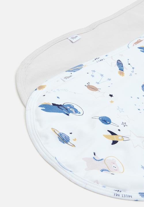 Ree Collective - Burp cloths 2 pack space - grey & white