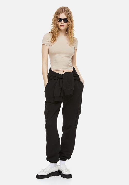 H&M - 2-Pack cropped T-shirts - grey & beige