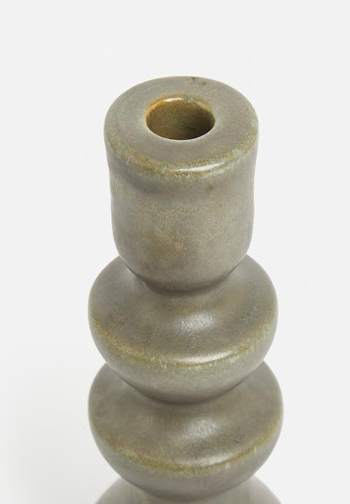 H&S - Porcelain taper candle holder - green