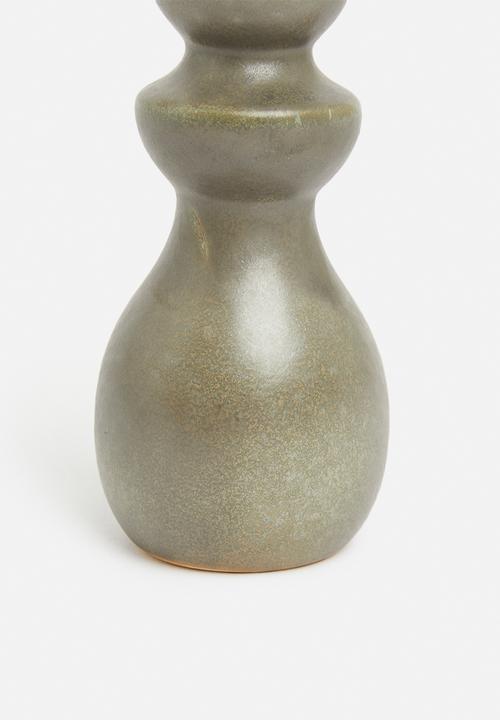H&S - Porcelain taper candle holder - green