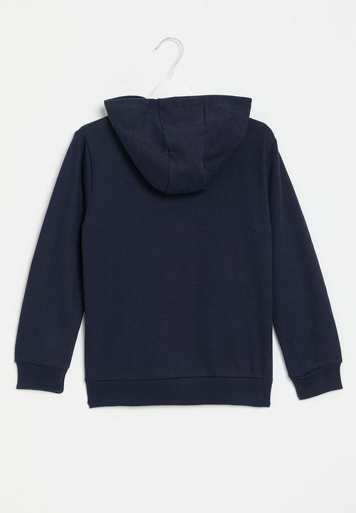 MINOTI - Boys basic emb fleece zip thru - navy