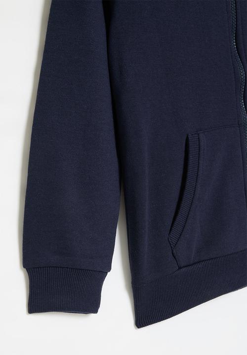 MINOTI - Boys basic emb fleece zip thru - navy