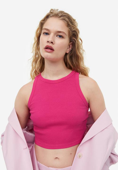 H&M - Cropped vest top - cerise 
