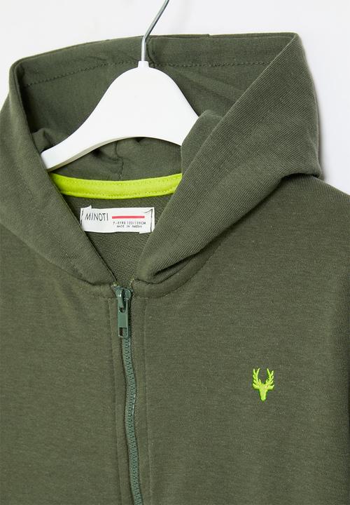 MINOTI - Boys basic emb fleece zip thru - khaki