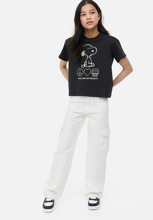 H&M - 2-pack printed t-shirts - dark grey / snoopy 