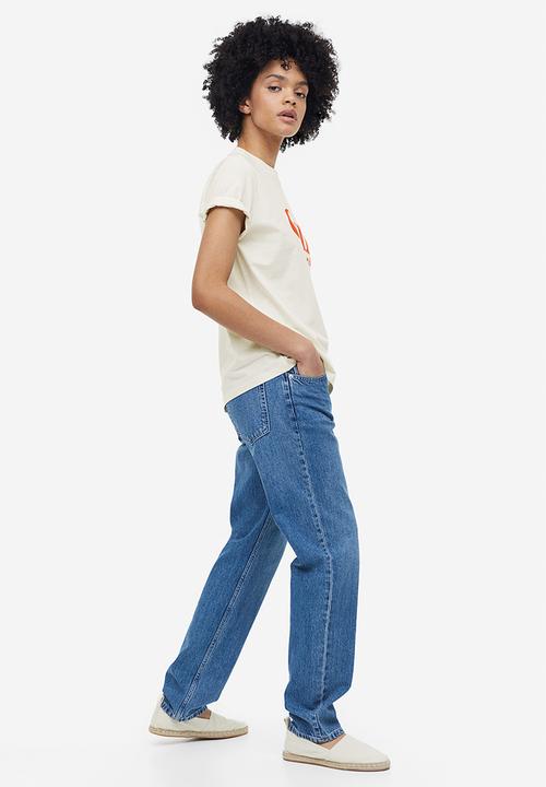 H&M - Cotton T-shirt - cream oui merci
